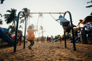 children playing on swing